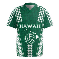 Polynesian Hawaii Volleyball Custom Rugby Jersey Green Kakau with Map Motif