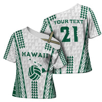 Polynesian Hawaii Volleyball Custom Cross Shoulder Shirt White Kakau with Map Motif - Polynesian Pride