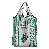 Polynesian Hawaii Volleyball Custom Grocery Bag White Kakau with Map Motif