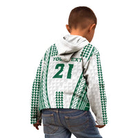 Polynesian Hawaii Volleyball Custom Kid Hoodie White Kakau with Map Motif