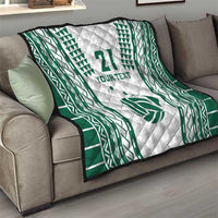 Polynesian Hawaii Volleyball Custom Quilt White Kakau with Map Motif