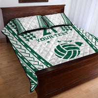 Polynesian Hawaii Volleyball Custom Quilt Bed Set White Kakau with Map Motif