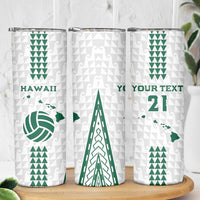 Polynesian Hawaii Volleyball Custom Skinny Tumbler White Kakau with Map Motif