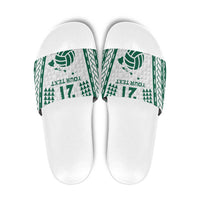 Polynesian Hawaii Volleyball Custom Slide Sandals White Kakau with Map Motif - Polynesian Pride