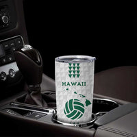 Polynesian Hawaii Volleyball Custom Tumbler Cup White Kakau with Map Motif