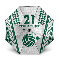 Polynesian Hawaii Volleyball Custom Umbrella White Kakau with Map Motif - Polynesian Pride