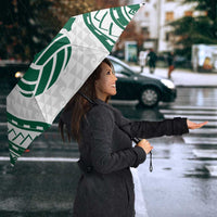 Polynesian Hawaii Volleyball Custom Umbrella White Kakau with Map Motif - Polynesian Pride