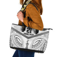 New Caledonia Football Custom Leather Tote Bag Go Champions Les Cagous LT9 White - Polynesian Pride