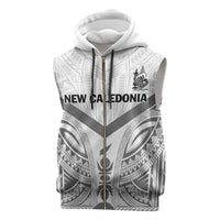 New Caledonia Football Custom Sleeveless Zip Hoodie Go Champions Les Cagous LT9 White - Polynesian Pride