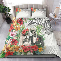 Skeleton Love for Valentine’s Day Bedding Set Polynesian Tribal Love Forever