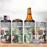 Skeleton Love for Valentine’s Day 4 in 1 Can Cooler Tumbler Polynesian Tribal Love Forever