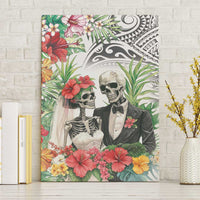 Skeleton Love for Valentine’s Day Canvas Wall Art Polynesian Tribal Love Forever