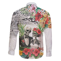 Skeleton Love for Valentine’s Day Family Matching Puletasi and Hawaiian Shirt Polynesian Tribal Love Forever