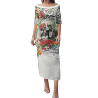 Skeleton Love for Valentine’s Day Family Matching Puletasi and Hawaiian Shirt Polynesian Tribal Love Forever