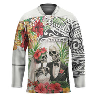 Skeleton Love for Valentines Day Hockey Jersey Polynesian Tribal Love Forever LT9 Unisex White - Polynesian Pride