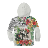 Skeleton Love for Valentine’s Day Kid Hoodie Polynesian Tribal Love Forever
