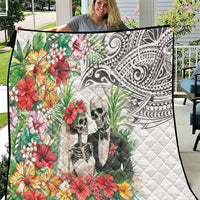 Skeleton Love for Valentines Day Quilt Polynesian Tribal Love Forever LT9 White - Polynesian Pride