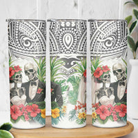 Skeleton Love for Valentine’s Day Skinny Tumbler Polynesian Tribal Love Forever