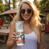 Skeleton Love for Valentine’s Day Skinny Tumbler Polynesian Tribal Love Forever