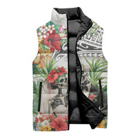 Skeleton Love for Valentine’s Day Sleeveless Puffer Jacket Polynesian Tribal Love Forever - Polynesian Pride