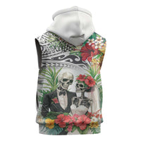 Skeleton Love for Valentines Day Sleeveless Zip Hoodie Polynesian Tribal Love Forever LT9 - Polynesian Pride