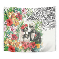 Skeleton Love for Valentine’s Day Tapestry Polynesian Tribal Love Forever