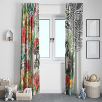 Skeleton Love for Valentine’s Day Window Curtain Polynesian Tribal Love Forever