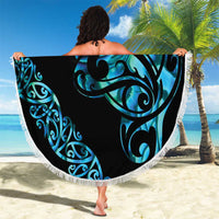 All Black Maori Tribal Tattoo Personalised Beach Blanket Polynesian Style