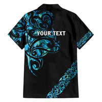 All Black Maori Tribal Tattoo Personalised Family Matching Off Shoulder Short Dress and Hawaiian Shirt Polynesian Style