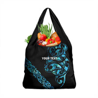 All Black Maori Tribal Tattoo Personalised Grocery Bag Polynesian Style