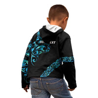 All Black Maori Tribal Tattoo Personalised Kid Hoodie Polynesian Style