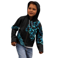 All Black Maori Tribal Tattoo Personalised Kid Hoodie Polynesian Style