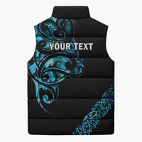 All Black Maori Tribal Tattoo Personalised Sleeveless Puffer Jacket Polynesian Style - Polynesian Pride