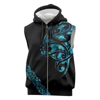 All Black Maori Tribal Tattoo Personalised Sleeveless Zip Hoodie Polynesian Style LT9