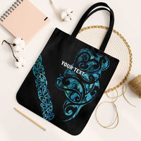 All Black Maori Tribal Tattoo Personalised Tote Bag Polynesian Style - Polynesian Pride