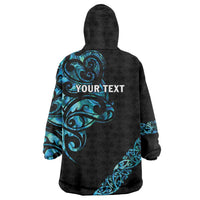 All Black Maori Tribal Tattoo Personalised Wearable Blanket Hoodie Polynesian Style LT9 - Polynesian Pride