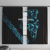 All Black Maori Tribal Tattoo Personalised Window Curtain Polynesian Style