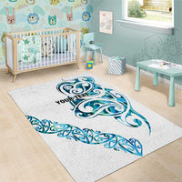 All White Maori Tribal Tattoo Personalised Area Rug Polynesian Style