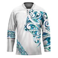 All White Maori Tribal Tattoo Personalised Hockey Jersey Polynesian Style - Polynesian Pride