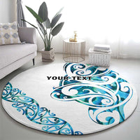 All White Maori Tribal Tattoo Personalised Round Carpet Polynesian Style