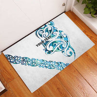 All White Maori Tribal Tattoo Personalised Rubber Doormat Polynesian Style LT9 - Polynesian Pride