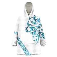 All White Maori Tribal Tattoo Personalised Wearable Blanket Hoodie Polynesian Style LT9 One Size White - Polynesian Pride