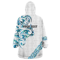 All White Maori Tribal Tattoo Personalised Wearable Blanket Hoodie Polynesian Style LT9 - Polynesian Pride