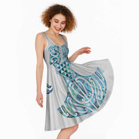 Queensland Maori Kiwi Personalised Midi Dress Ma Kakariki Papua Shell Maori Tribal Tattoo - Polynesian Pride