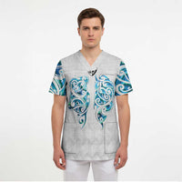 Queensland Maori Kiwi Personalised Scrub Top Ma Kakariki Papua Shell Maori Tribal Tattoo - Polynesian Pride