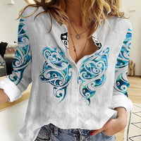 Queensland Maori Kiwi Personalised Women Casual Shirt Ma Kakariki Papua Shell Maori Tribal Tattoo