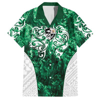 Queensland Maori Kiwi Personalised Family Matching Summer Maxi Dress and Hawaiian Shirt Kikirangi Papua Shell Maori Tribal Tattoo LT9 Dad's Shirt - Short Sleeve Green - Polynesian Pride