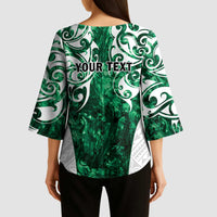 Queensland Maori Kiwi Personalised Kimono Sleeve Blouse Kikirangi Papua Shell Maori Tribal Tattoo - Polynesian Pride