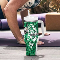 Queensland Maori Kiwi Personalised Tumbler With Handle Kikirangi Papua Shell Maori Tribal Tattoo