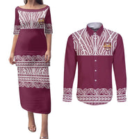 Queensland Maori Nga Hau E Wha Custom Couples Matching Puletasi and Long Sleeve Button Shirt Polynesian Maori Tribal Pattern